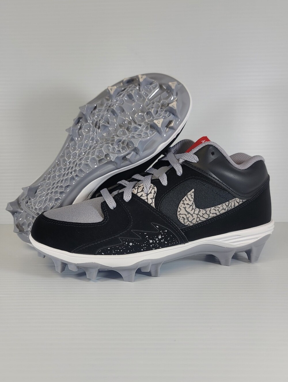 Nike Air Jordan Stadium 90 Low TD Black Cement Football Cleats Sz 8 HQ0210-060